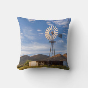 Windmill And Dam In The Karoo At Sunrise Cushion