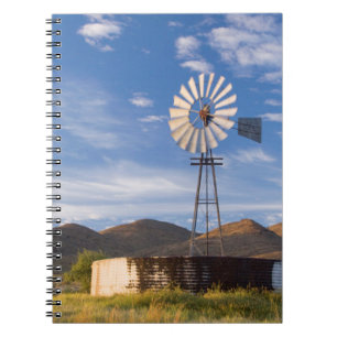 Windmill And Dam In The Karoo At Sunrise Spiral Notebook