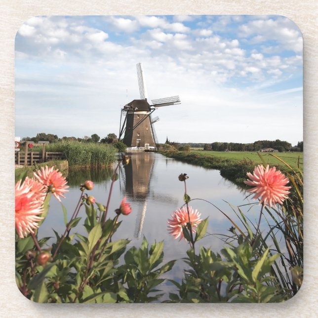 Windmill and flowers in Holland coaster (Front)