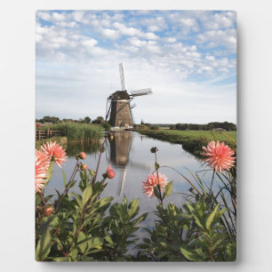 Windmill and flowers in Holland plaque