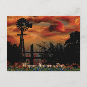 Windmill and Orange Moon Postcard
