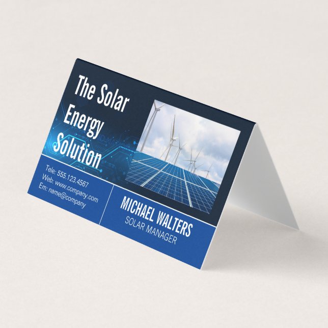 Windmill and Solar Panels | Energy Business Card (Front)
