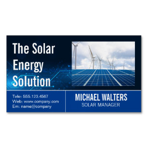 Windmill and Solar Panels   Energy Magnetic Business Card