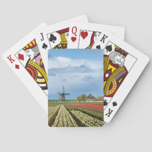 Windmill and tulips landscape poker deck