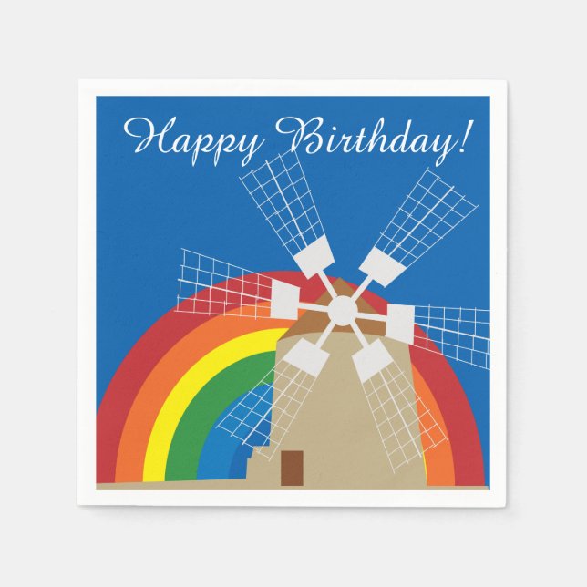 Windmill at a rainbow background napkin (Front)