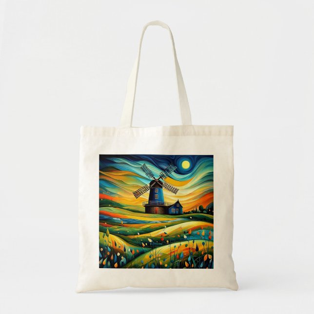 Windmill at night 8 tote bag (Front)