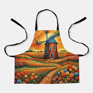 Windmill at sunset 1 apron