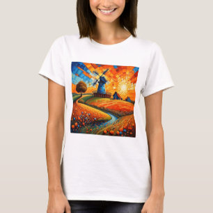 Windmill at sunset 5 T-Shirt