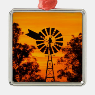 Windmill at Sunset, Australia Metal Tree Decoration