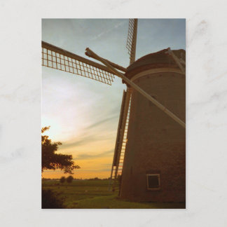 Windmill at sunset postcard