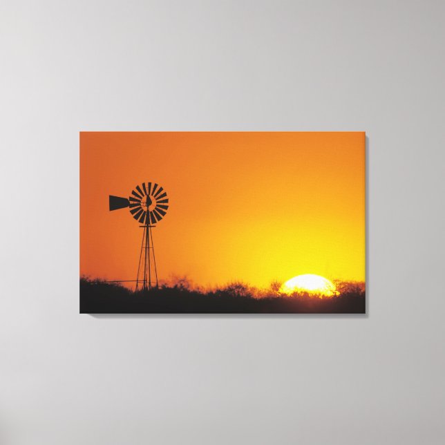 Windmill at sunset, Sinton, Texas, USA Canvas Print (Front)
