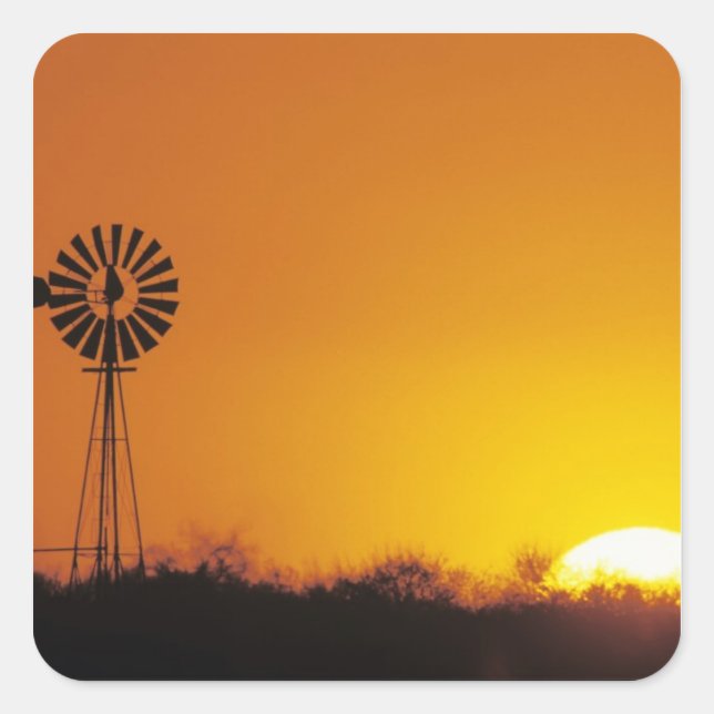 Windmill at sunset, Sinton, Texas, USA Square Sticker (Front)