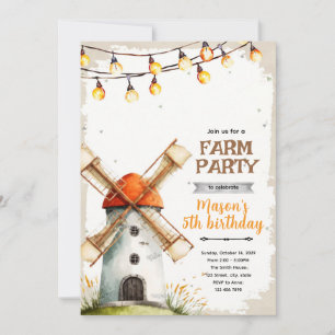Windmill Birthday Invitation