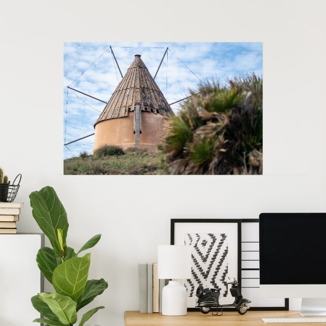 Windmill in Cabo de Gata Canvas Poster (Home Office)