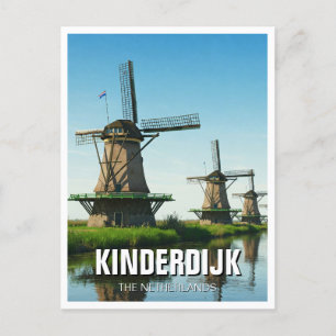 Windmill in Kinderdijk Netherlands Postcard