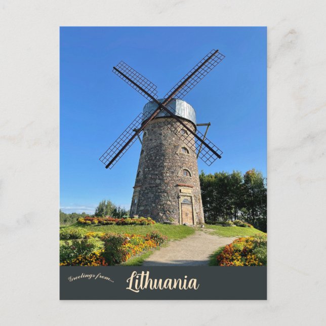 Windmill in Pakruojis Lithuania Postcard (Front)