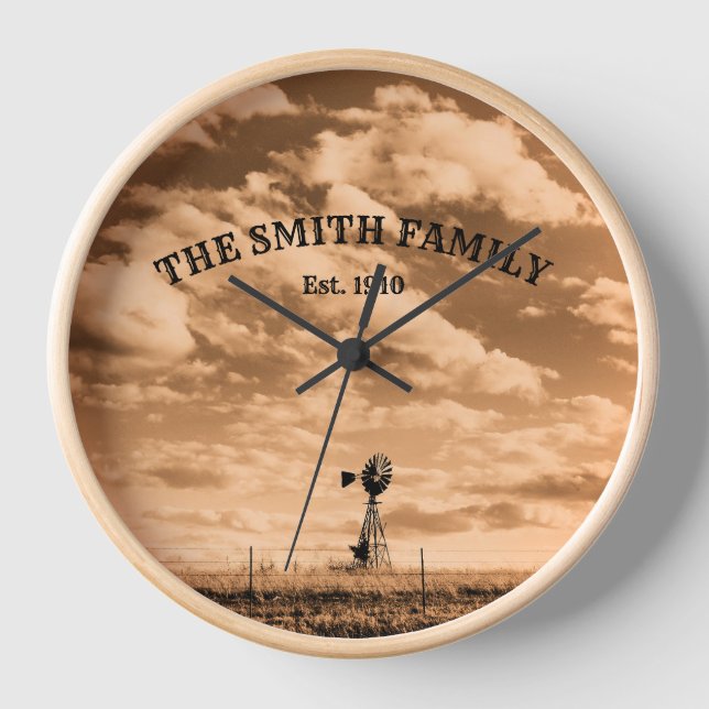 Windmill in Sepia Tones Wall Clock (Front)