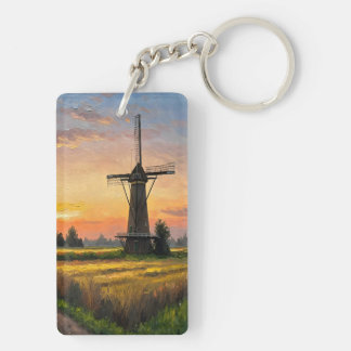Windmill In The Countryside Key Ring