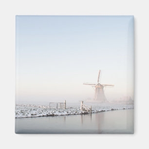 Windmill in the snow in winter magnet