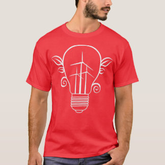 Windmill Light Bulb Solar Power Climate Change Ear T-Shirt