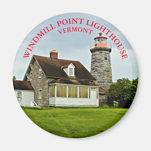 Windmill Point Lighthouse, Vermont Round Magnet (Front)