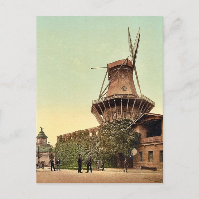 Windmill, Potsdam, Berlin, Germany rare Photochrom Postcard (Front)