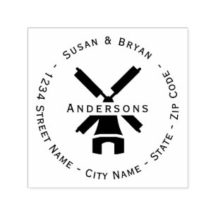 Windmill Return Address Self-inking Stamp