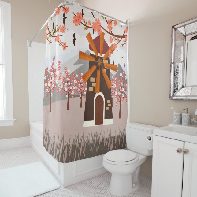 Windmill Shower Curtain (In Situ)
