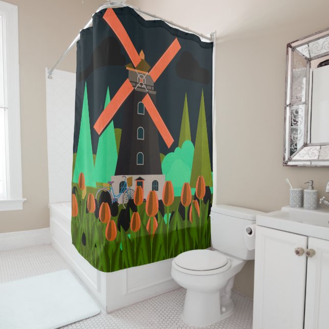 Windmill Shower Curtain (In Situ)