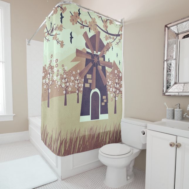 Windmill Shower Curtain (In Situ)