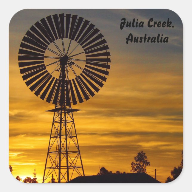 Windmill Sunset square sticker (Front)