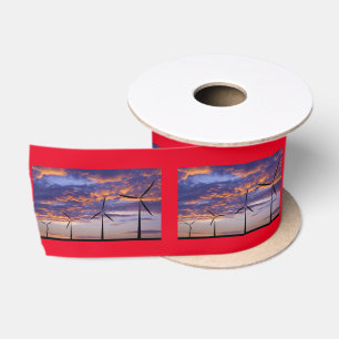 Windmill Turbine at Sunset Satin Ribbon