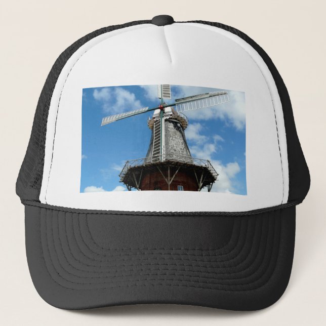 Windmill wing facing challenges bravely trucker hat (Front)