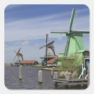 Windmill, Zaanse Schans, Holland, Netherlands 2 Square Sticker