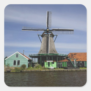 Windmill, Zaanse Schans, Holland, Netherlands 3 Square Sticker