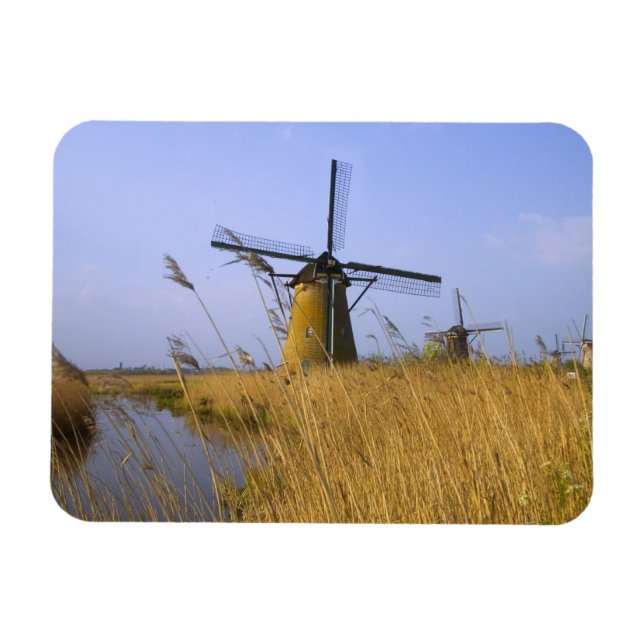 Windmills along the canal in Kinderdijk, 2 Magnet (Horizontal)