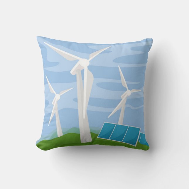 Windmills and Solar Cells Cushion (Front)