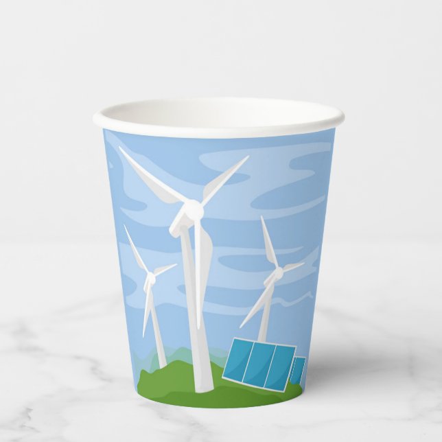 Windmills and Solar Cells Paper Cups (Front)