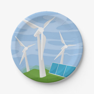 Windmills and Solar Cells Paper Plate