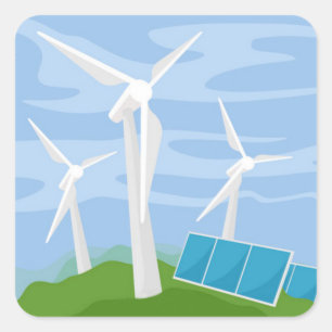 Windmills and Solar Cells Square Sticker