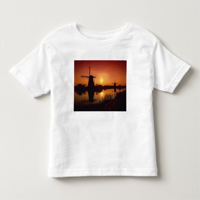 Windmills at sunset, Kinderdijk, Netherlands Toddler T-Shirt (Front)