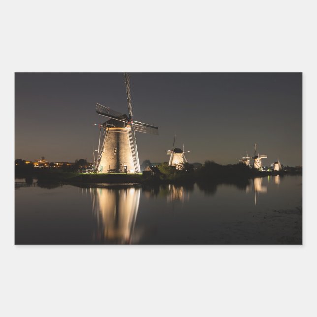 Windmills illuminated at night sticker (Front)