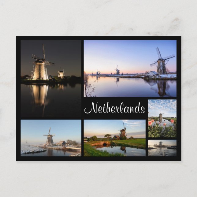 Windmills in the Netherlands collage postcard (Front)
