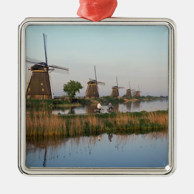 Windmills, Kinderdijk, Netherlands Metal Tree Decoration (Front)