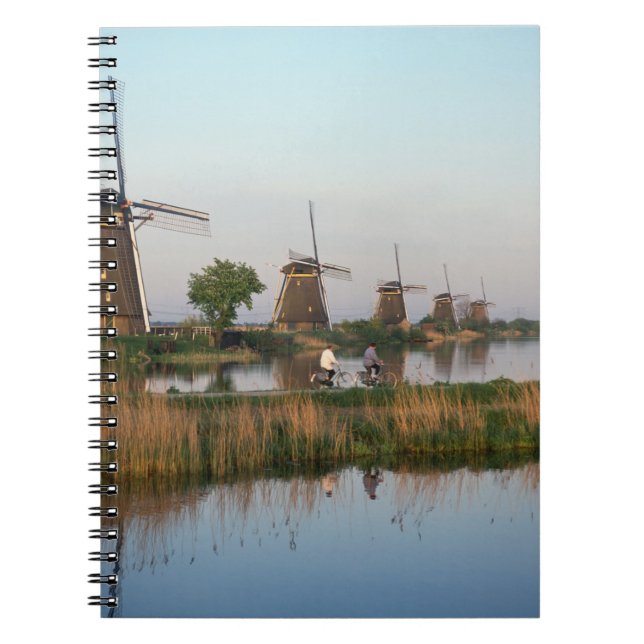Windmills, Kinderdijk, Netherlands Spiral Notebook (Front)