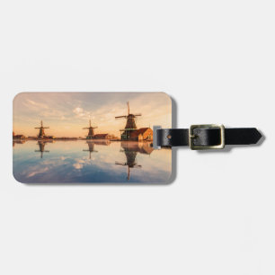 Windmills Kinderdijk Netherlands stylised Luggage Tag