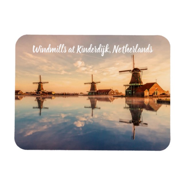 Windmills Kinderdijk Netherlands stylised Magnet (Horizontal)