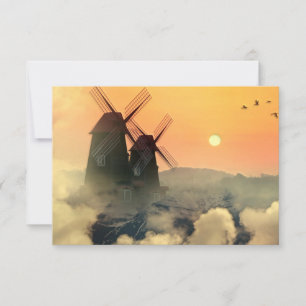 Windmills Mountains and Clouds Thank You Card