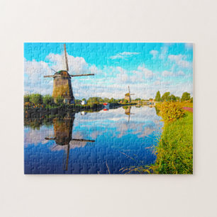 Windmills of  Amsterdam Holland. Jigsaw Puzzle