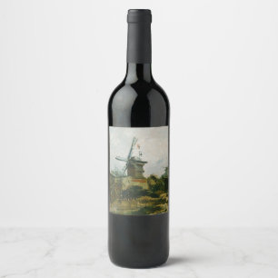 Windmills on Montmartre by Vincent Van Gogh Wine Label
